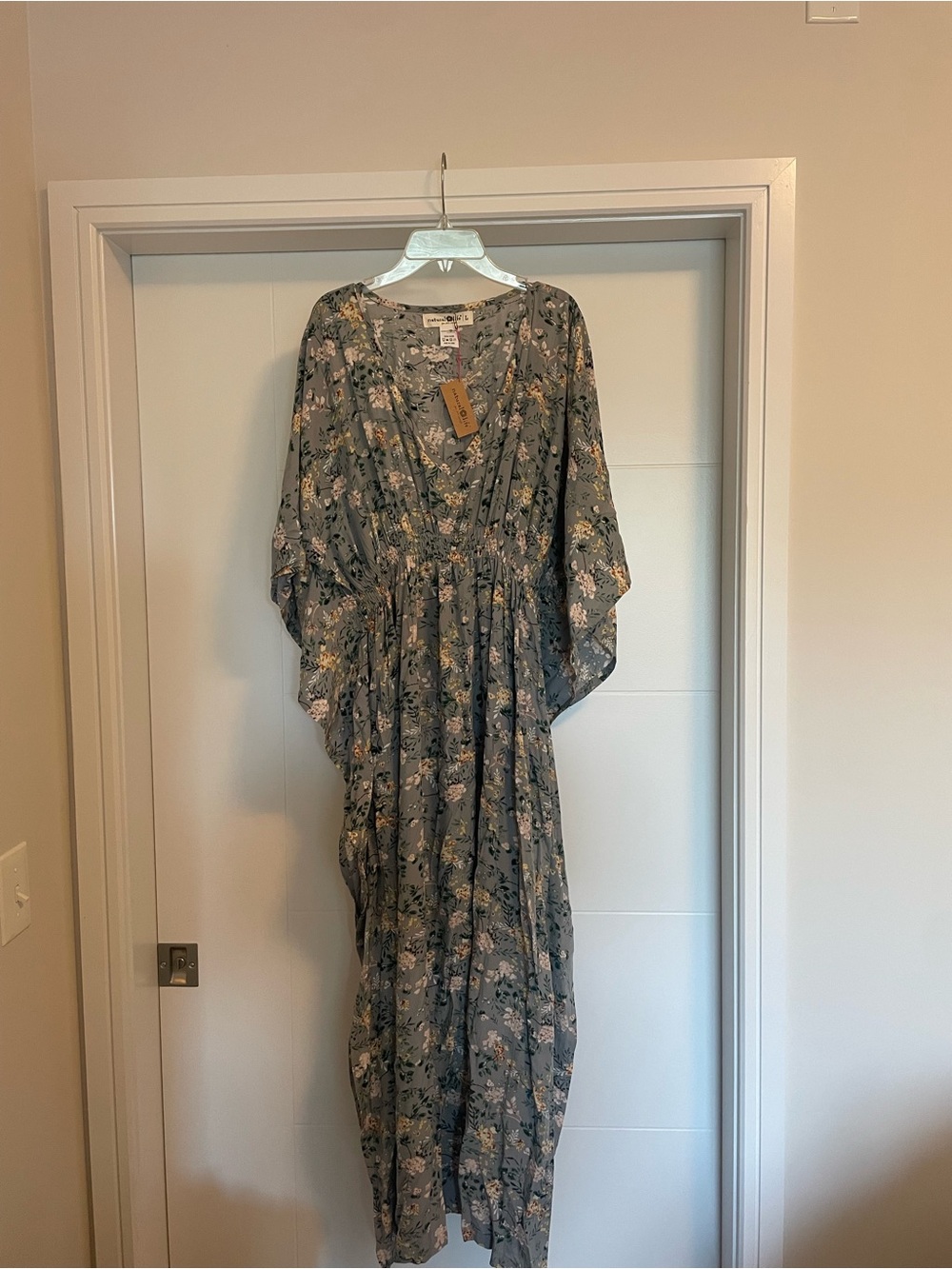 NATURAL LIFE Grey Maxi Dress with Floral Print